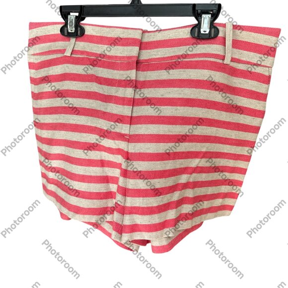 🥰3/$25 EUC LOFT Pink and Ivory Striped Women Rayon/Linen Shorts - Picture 2 of 7